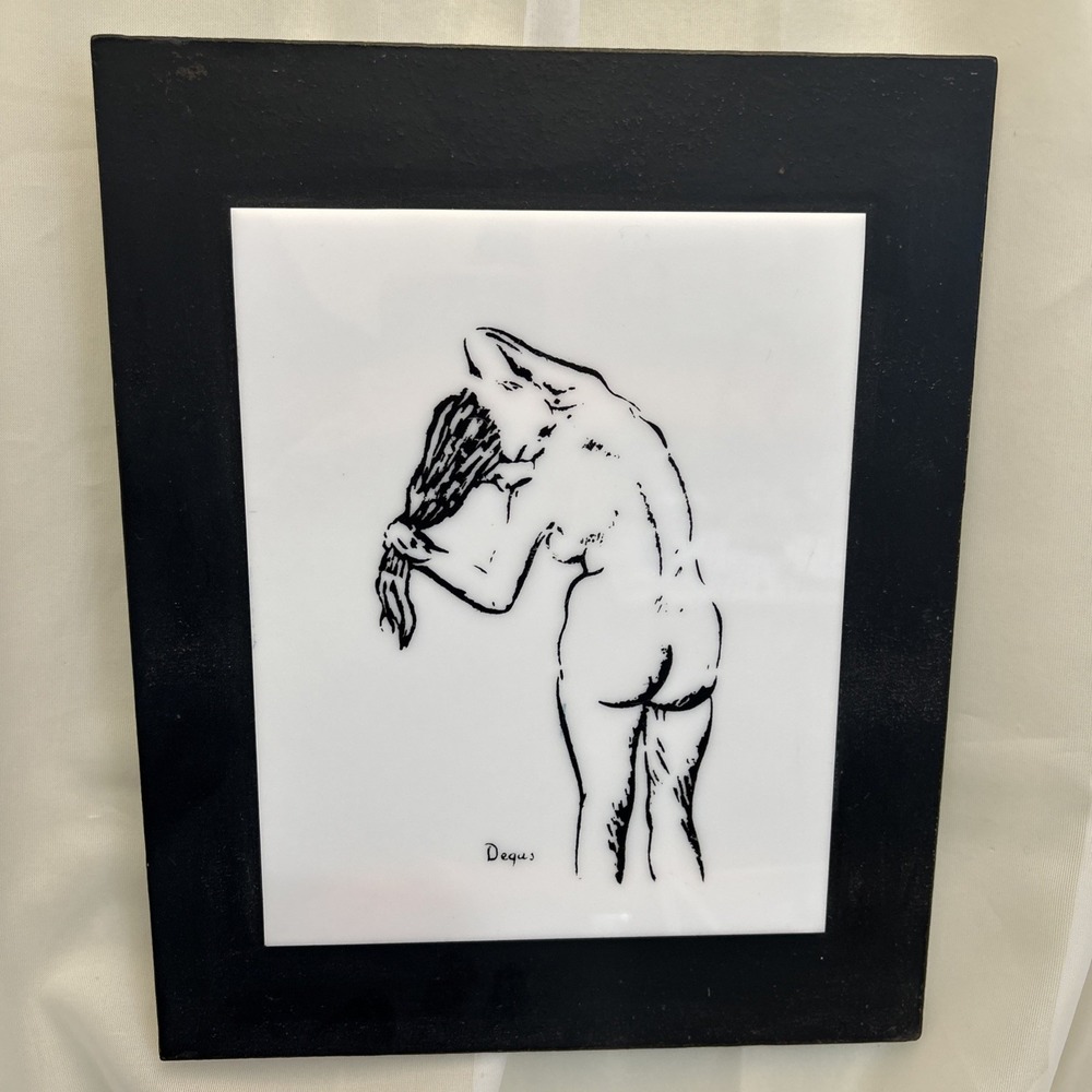 Modern Classics "The Bath" Nude Figure Art Panel on Lucite Signed "Degas"